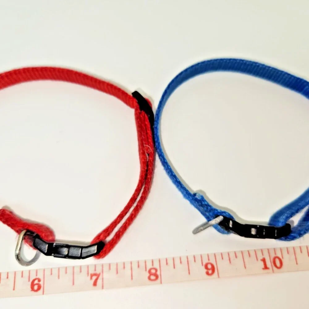 Two Small PetSmart Dog or Cat Collars. 1-Red & 1-Blue.